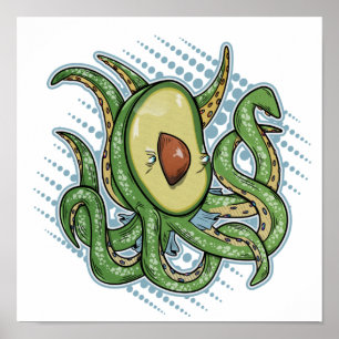 Poster Octopus Avocado Engraçado