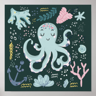 Poster Octopus Cinto Dormindo Submarino