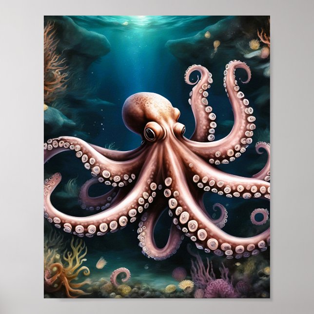Poster Octopus de Profundidades Surreais (Frente)