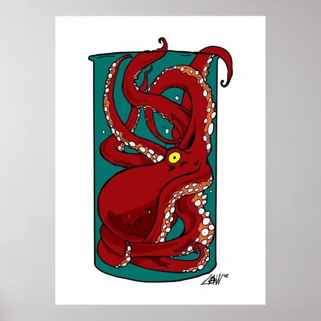 Póster Octopus em um jar (Frente)