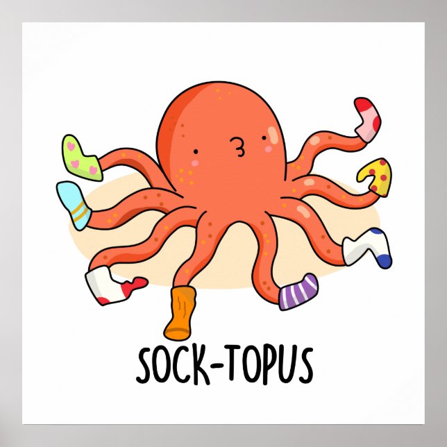 Poster Octopus Engraçado Socktopus Com Meias Pun (Frente)
