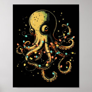 Poster Octopus marinho biologia oceânica das luzes de Nat