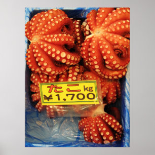 Póster Octopus Tako た こ Tsukiji Fish Market, Tóquio,