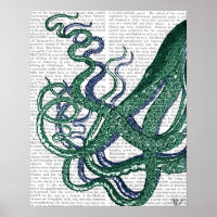 Octopus Tentáculos Verde e Azul