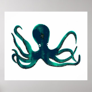 Póster Octopus turquesa