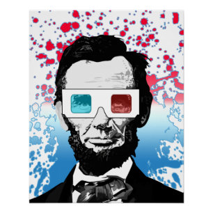 Póster Óculos 3D engraçados de Abraham Lincoln Arte Pop P