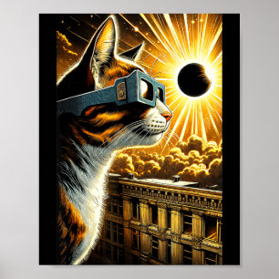Poster Óculos de Eclipse Solar de Gato Engraçado Vintage