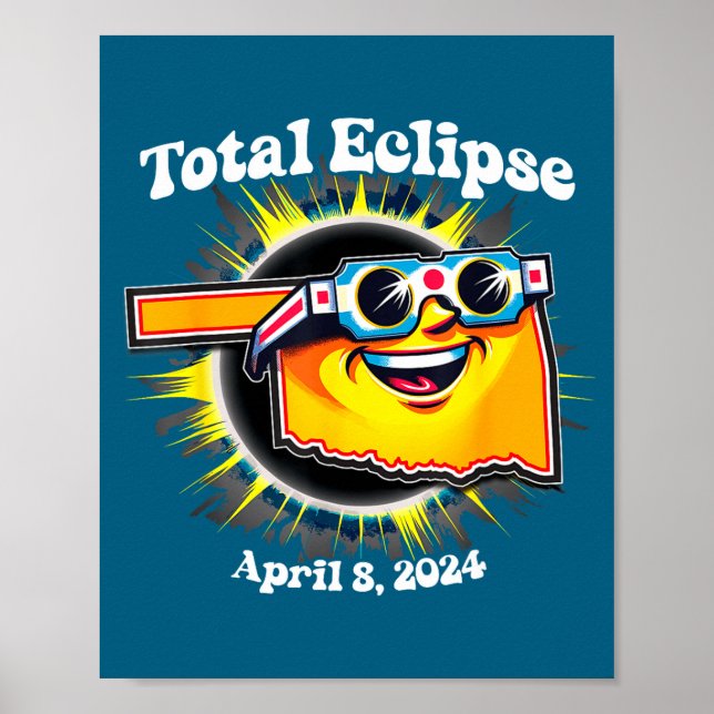 Poster Óculos de Eclipse Solar Engraçados de Oklahoma Ecl (Frente)