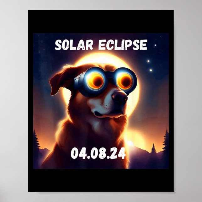 Poster Óculos de Eclipse Solar Total de Cachorro Engraçad (Frente)