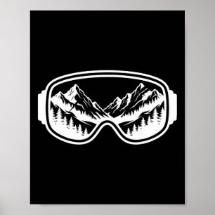 Poster Óculos de Esqui de Montanha Neve Esqui Freestyle O