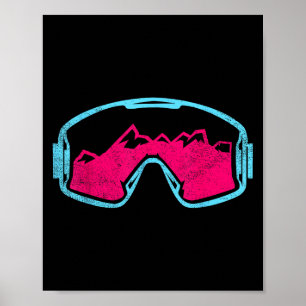 Poster Óculos de Esqui Retro Vintage Snowboard 80s 90s Es