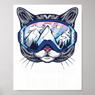 Poster Óculos de Esqui Snowboard Divertidos Os Meowtains 