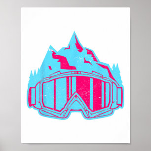 Poster Óculos de Esqui Snowboard Retro Vintage 80s 90s Es