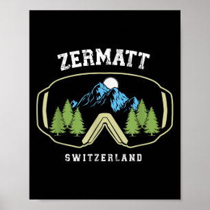 Poster Óculos de Esqui Zermatt Esqui Alpino Alpes Suíços
