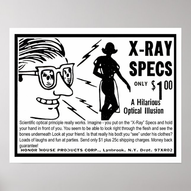 Poster Óculos de raio-X, engraçada ilustração de desenho  (Frente)