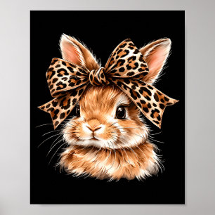 Poster óculos de rosto de coelho engraçado bandana leopar