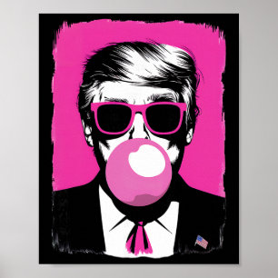 Poster Óculos de sol chicletes rosa engraçados do Trump