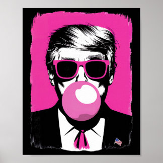Poster Óculos de sol chicletes rosa engraçados do Trump
