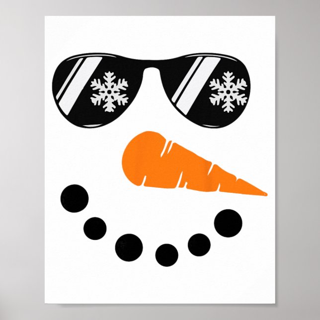 Poster Óculos de sol com rosto de boneco de neve Natal pa (Frente)