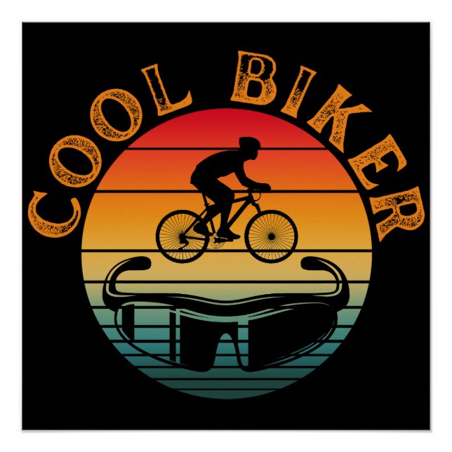 Póster Óculos de Sol Cool Biker Sunset (Frente)