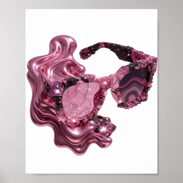 Poster Óculos de Sol CRISTAL Rosa com Motivo Artístico (Frente)