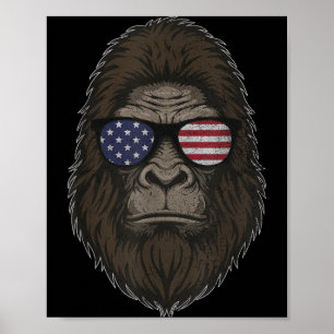 Poster Óculos de sol da bandeira americana Bigfoot Patrió