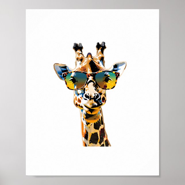 Poster óculos de sol de animal girafa com óculos de sol   (Frente)