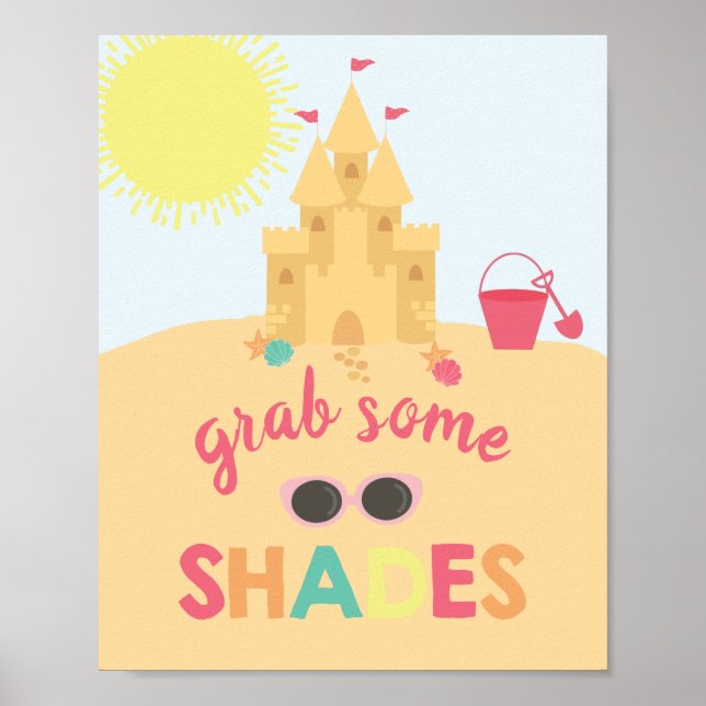 Poster Óculos de sol de aniversário de praia (Frente)