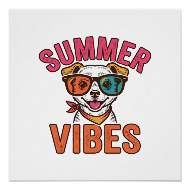 Póster Óculos de Sol de Cachorro Vibrações de Verão Camis (Frente)