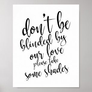 Póster Óculos de sol de casamento favorece a placa de cas