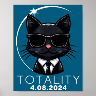Poster Óculos de Sol de Gato do Eclipse Solar Total Engra