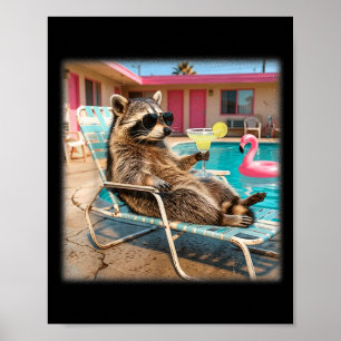 Poster Óculos de sol de guaxinim legal margarita férias d