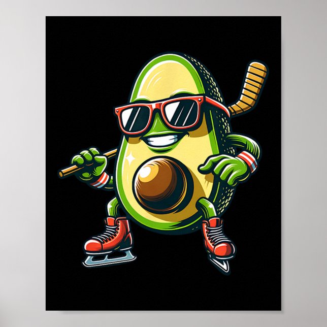 Poster Óculos de sol divertidos de patinação de abacate d (Frente)