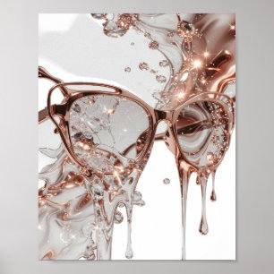 Poster ÓCULOS DE SOL Dourado Rosa COM RESPINGOS DE ÁGUA E