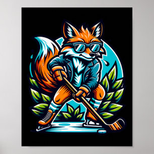 Poster Óculos de sol estilo legal da Fox de hóquei no gel