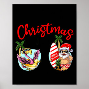 Poster óculos de sol natal em julho santa flamingo verão