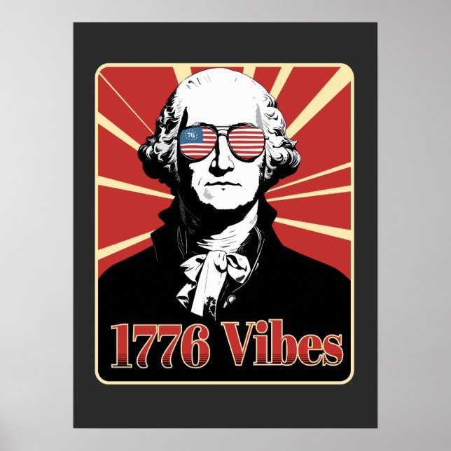 Poster Óculos de sol patrióticos George Washington 1776 V (Frente)