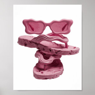 Poster Óculos de sol ROSA FLUTUANTE E CHINELAS