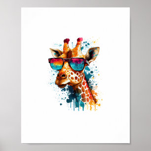 Poster Óculos de Sol Vintage Girafa Animal Africano Diver
