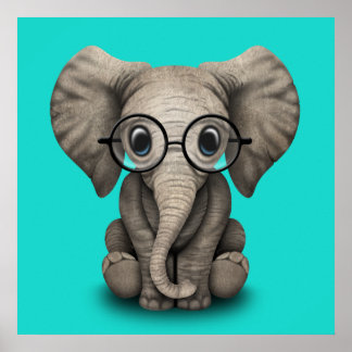 Póster Óculos de Visto de Elefante Nerdy