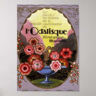 Poster Odalisque Toilette da etiqueta do art deco