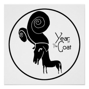 Póster Odd Ram Goat Chinês Ano Zodíaco poster de Aniversá