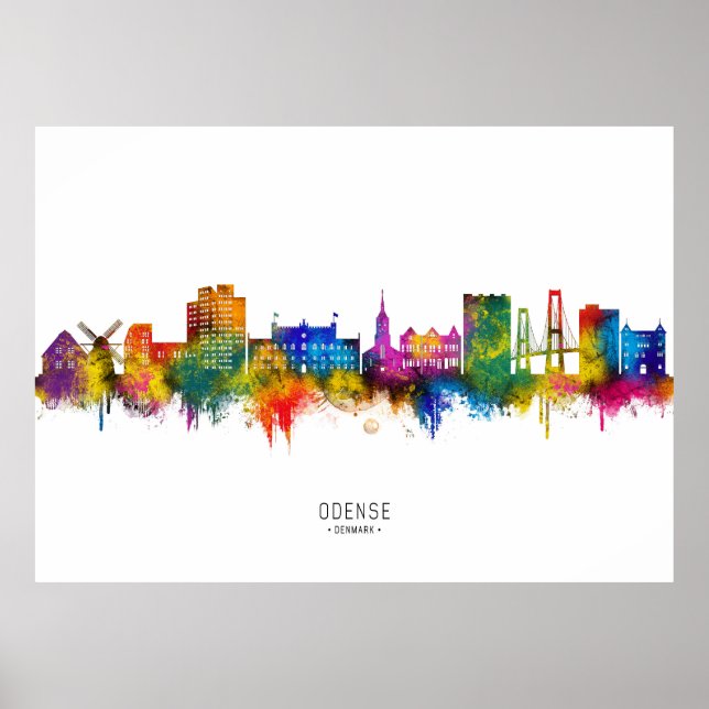 Poster Odense Denmark Skyline (Frente)