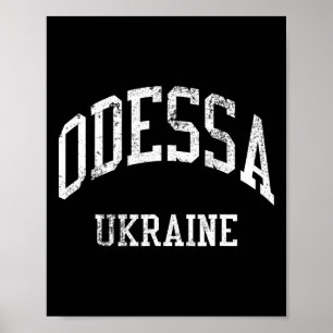 Poster Odessa Ucrânia Retro Anos 70 Estilo Esportivo Univ