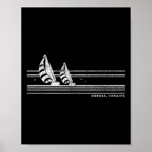 Poster Odessa Ucrânia Velho Navegação Anos 70 Náutico Bar
