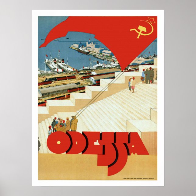 Poster Odessa, União Soviética, pôster de viagem vintage (Frente)