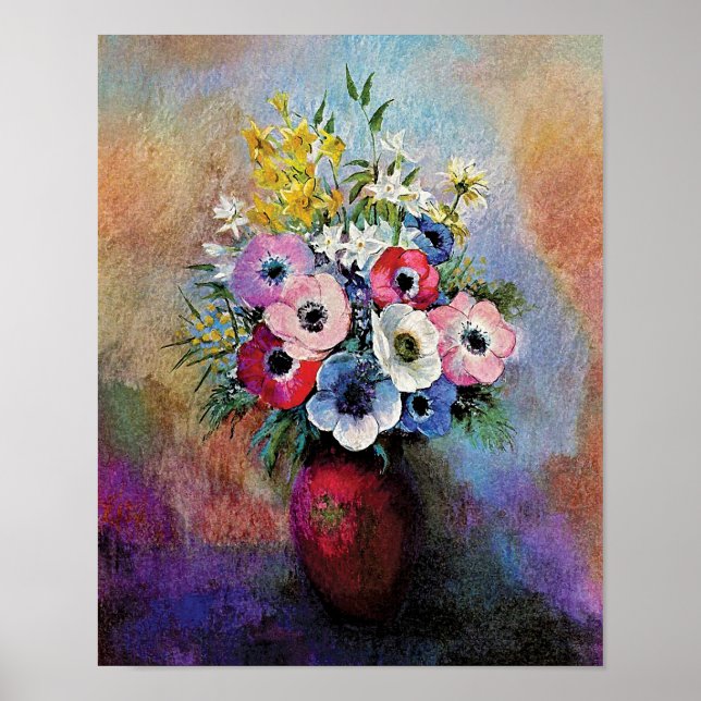 Póster Odilon Redon Anêmonas - Simbolismo de Arte Fina (Frente)