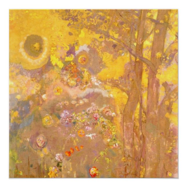 Póster Odilon Redon - Árvore em fundo amarelo (Frente)