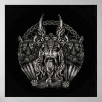 Odin e seus lobos Geri e Freki