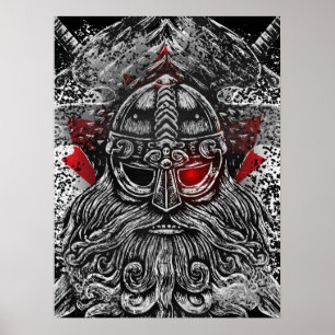 Poster Odin ravens espadas Viking Mythology bandeira do C